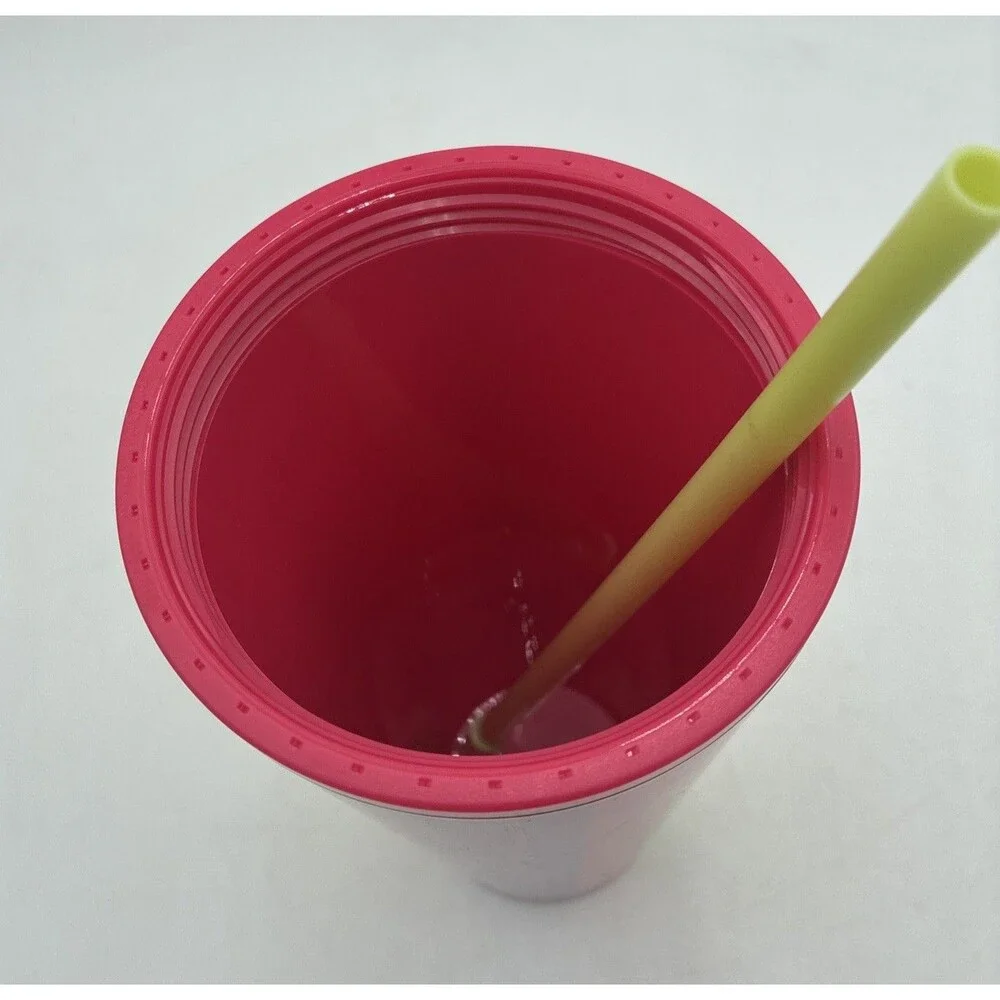 Starbucks Rainbow Stripe Cold Cup Tumbler 24oz Reusable Cup with Straw .